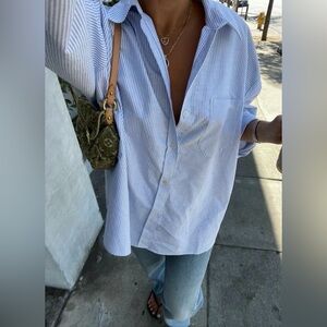 Djerf Avenue Breezy Shirt Blue Stripe